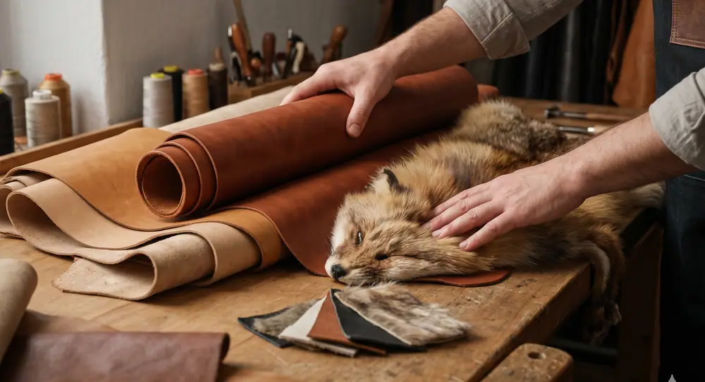 Selecția materialelor — blană și piele în atelier